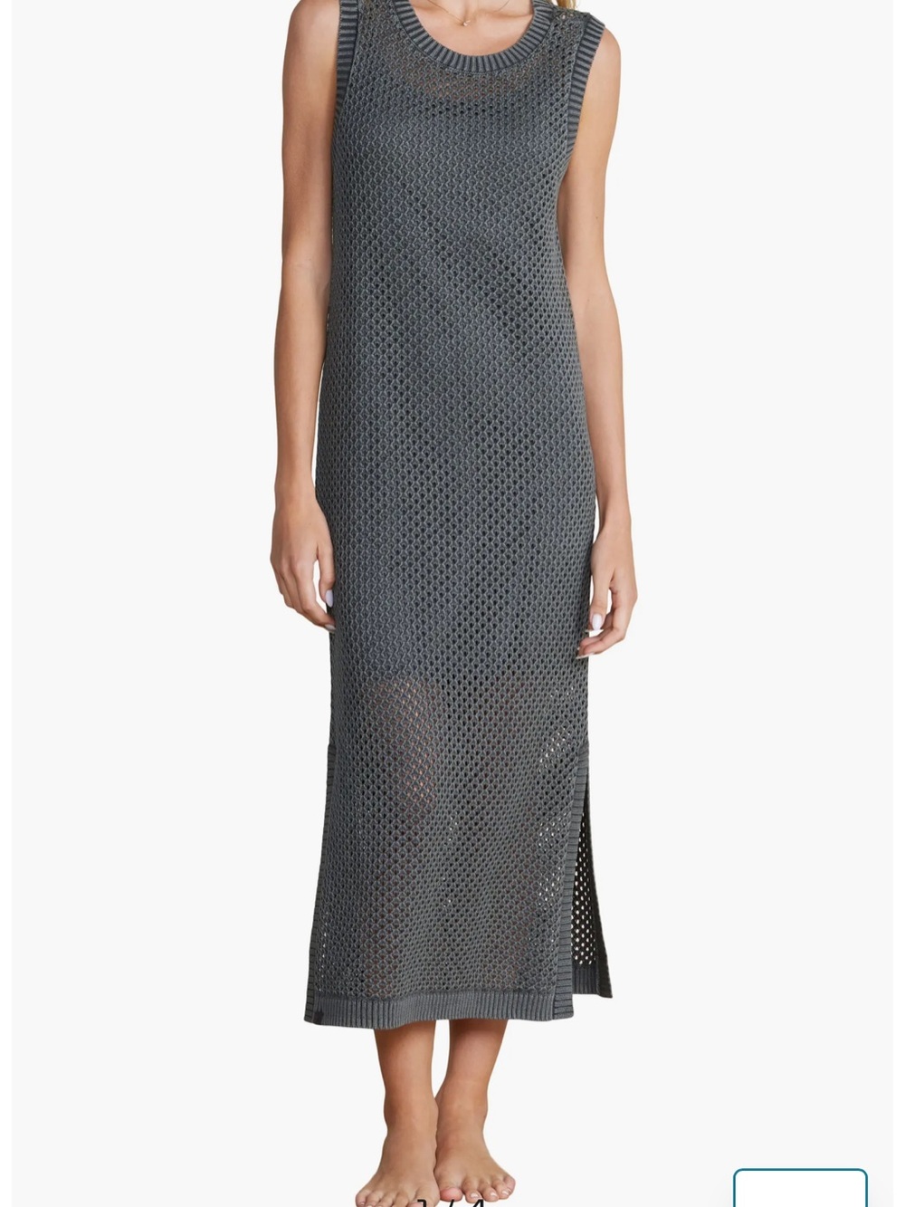NWT Barefoot Dreams Charcoal Gray Open-Knit Sleeveless Maxi XS